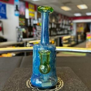 Beak Glass Blue Frit Rig w/ Fume Implosion Accent & Matching Cap -Portland, ME