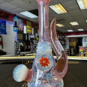 Beak Glass Pink Fumed Dewar Beaker Rig w/ Implosion Accent Marbles & Horn -Portland, ME