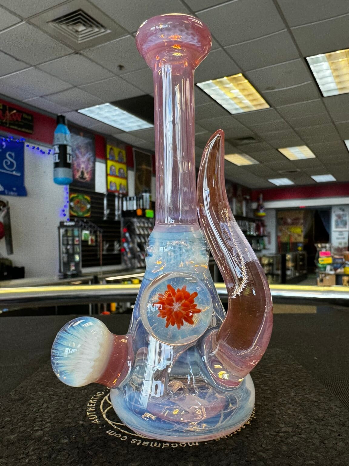 Beak Glass Pink Fumed Dewar Beaker Rig w/ Implosion Accent Marbles & Horn -Portland, ME